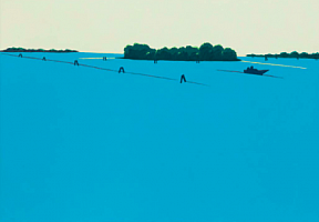 Wolfram Scheffel, Lagune mit Boot, 2012, 70 x 100 cm 